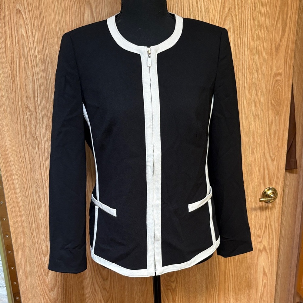 Peter Nygard Black Blazer with White Trim
